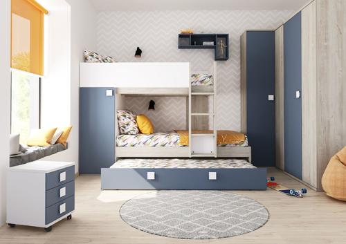 Dětský pokoj pro tři děti - kolekce Bo7 cascina, smoky blue