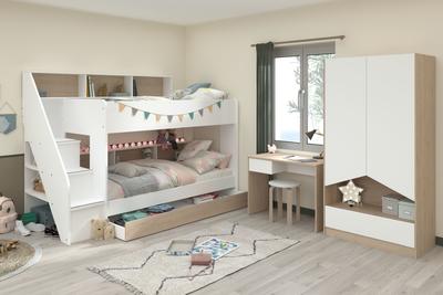 Dětský pokoj s patrovou postelí Bibliobed a nábytkem Shelter