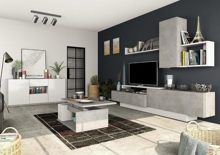 Nábytek do obývacího pokoje - kolekce bílá, imitace betonu