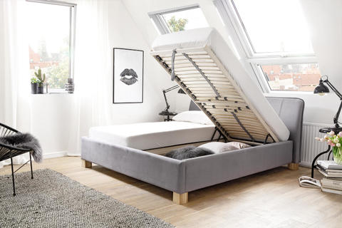 Čalouněná postel s prostorem Monmarte light grey