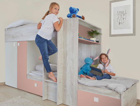 Patrová postel pro dvě děti Bo1 - růžová