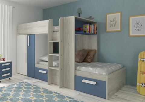 Patrová postel pro kluky s modrými prvky