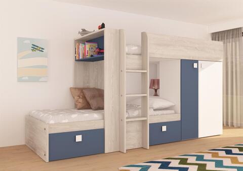 Patrová postel pro dvě děti Bo1 90x200 - smoky blue