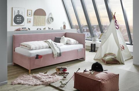 Čalouněná dětská postel s rámem 120 - Coll růžová