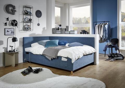 Čalouněná dětská postel s rámem 120 - Coll modrá