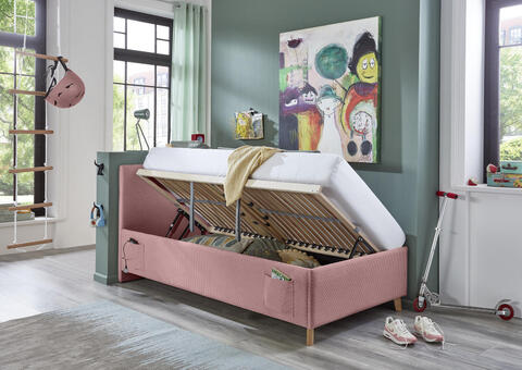 Čalouněná dětská postel s prostorem 120 - Coll růžová