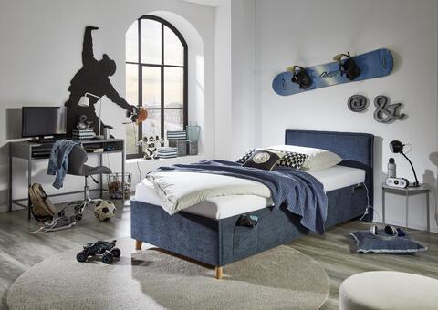 Čalouněná studentská postel 120 Fun modrá
