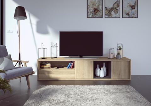 Prostorný, designový televizní stolek Frame oak