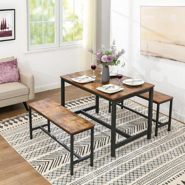 Jídelní stůl, dvě lavice, sestava Rustic brown