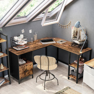 Rohový psací stůl s úložným prostorem Vintage LWD