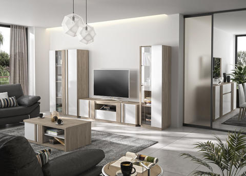 Nábytek do obývacího pokoje ve skandinávském designu Aston oak, white