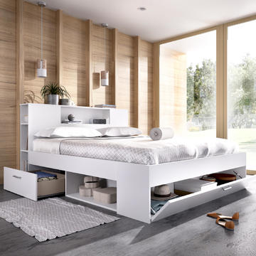 Manželská postel s úložným prostorem Lanka white