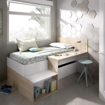 Multifunkční dětská postel s úložným prostorem, psacím stolem Mak