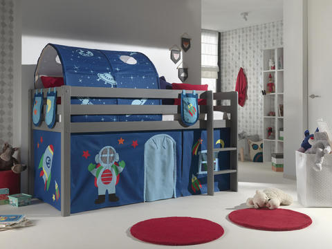 Dětská postel z masívu s dekoracemi pro kluka - Pino grey