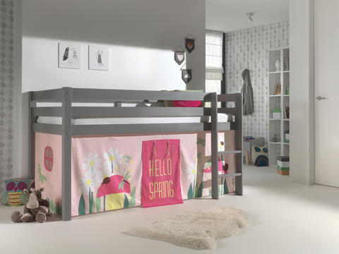 Dětská postel z masívu s látkou Spring - Pino grey