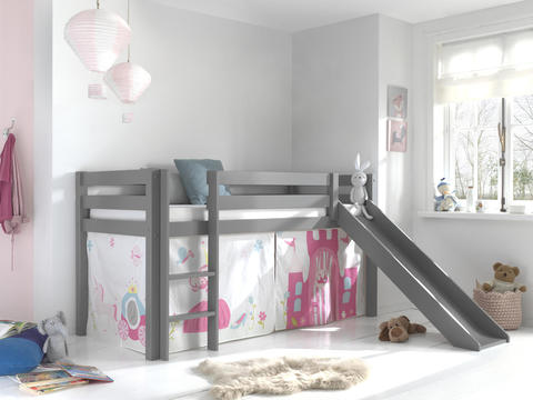 Dětská postel z masívu s klouzačkou Princess - Pino Grey