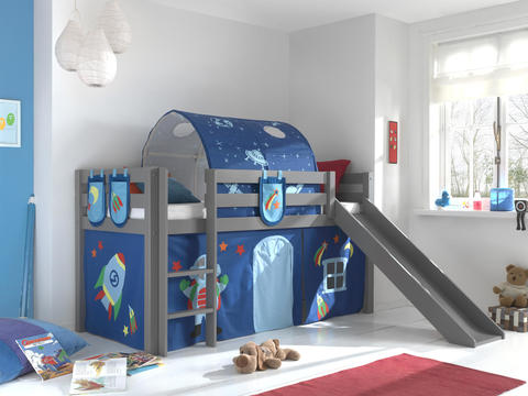 Dětská postel z masívu s klouzačkou Astro - Pino grey III