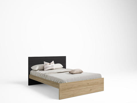Designová manželská postel Natural - basic, black oak