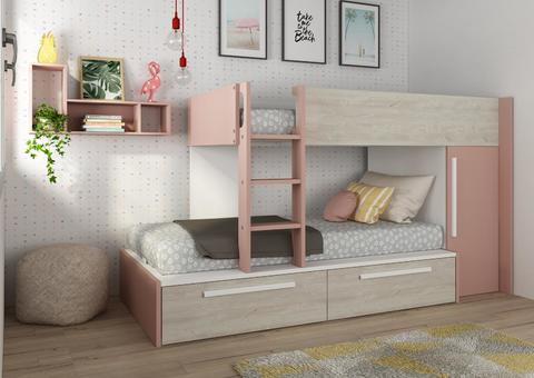 Patrová postel se skříni a šuplíky Cascina - Antique pink