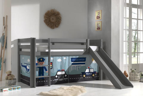 Dětská postel z masívu s klouzačkou Police - Pino grey