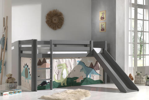 Dětská postel z masívu s klouzačkou Dino - Pino grey
