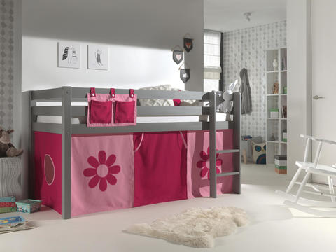 Dětská postel z masívu Pink Flower - Pino grey