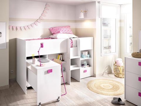 Multifunkční dětská postel Chic, white-pink