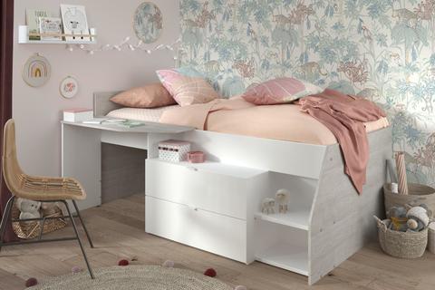 Dětská postel s psacím stolem pro holku Milky 2309LITI