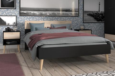 Manželská postel ve skandinávském designu Aalborg, black