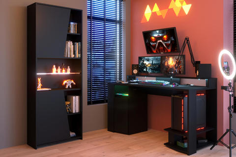 Designový regál k herním počítačovým stolům Gaming