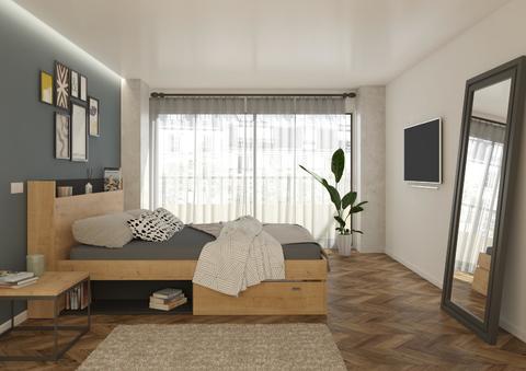 Manželská postel s úložným prostorem Alba graphit