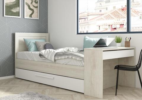 Multifunkční postel se stolem, postel pro dva Shipley - white