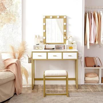 Toaletní stolek s taburetem Gold Concepte