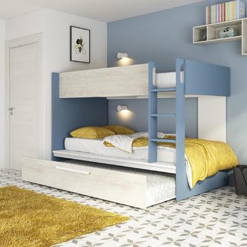 Dětská patrová postel s přistýlkou - Cascina Smoky blue