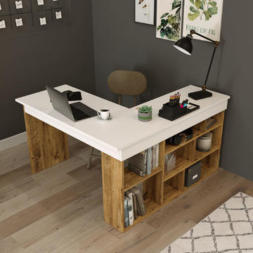 Rohový psací stůl Corner dark white