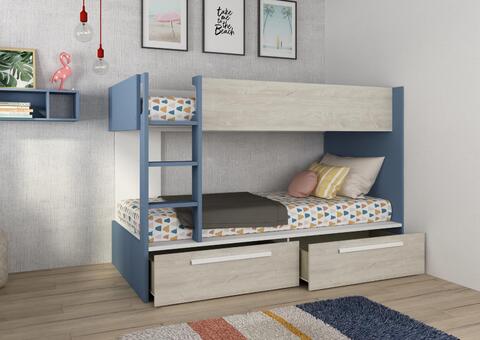 Patrová postel s prostorem Reversi - smoky blue