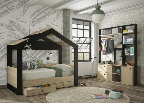 Domečková postel s šuplíky Duplex