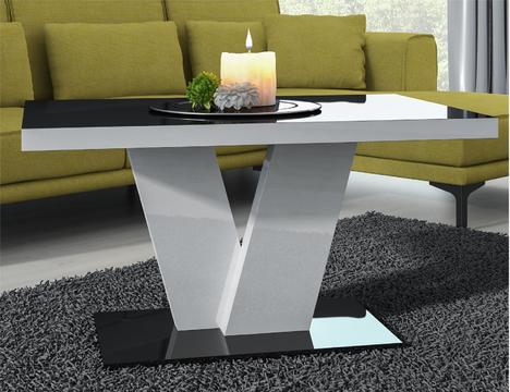 Konferenční stolek Niko - černobílý vysoký lesk
