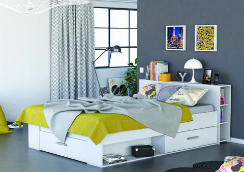 Manželská postel s prostorem Space large white