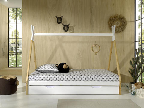 Domečková postel s přistýlkou bílá Vigi