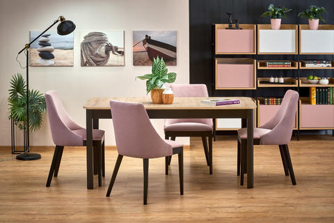 Jídelní sestava rozkládací stůl a čtyři židle Caro pink