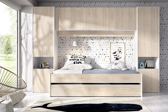 Designový dětský pokoj, dětské postele s nadstavcem pro dvě děti Kwai