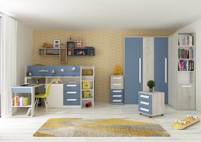 Dětský pokoj s multifunkční postelí - kolekce Cascina, smoky blue