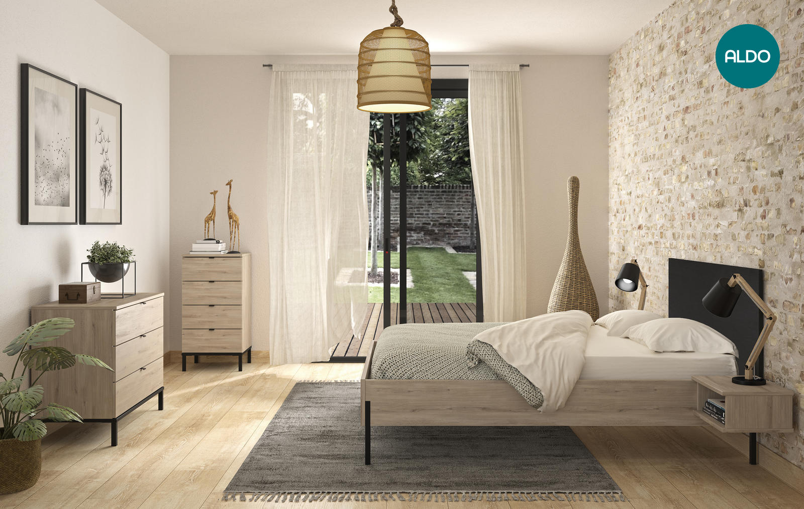 Moderní nábytek do ložnice světlý dub - kolekce Castel