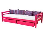 Růžová dětská postel s šuplíky