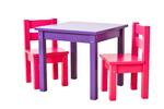 Fialový dětský stolek s židlemi z masivu My color