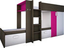 Patrová postel s tmavě růžovými prvky pro matrace 90x190 cm