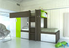 Patrová postel Bo3 zelené prvky pro matrace 90x190 cm