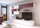 Vysoký lesk granát u obývací stěny v kombinaci s bílou