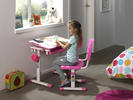 Rostoucí stůl s židlí v růžovém provedení